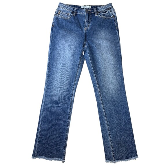 Miss Me High Rise Ankle Straight Jeans Size 28 Raw Hem Distressed Pockets Denim - Picture 1 of 10